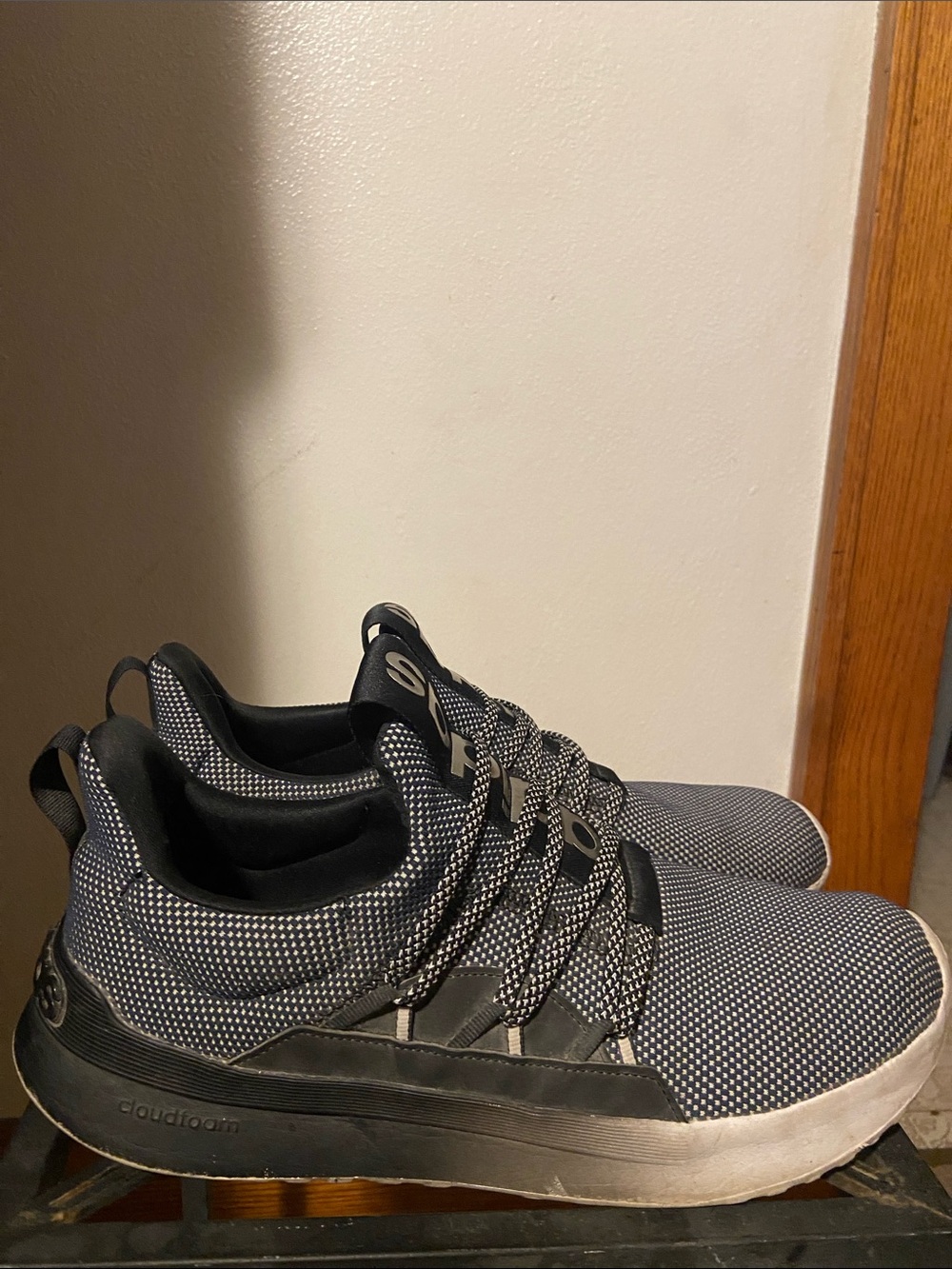 Adidas Men’s Size 13 Black and Gray Knit Cloudfoam Slip-On Sneakers